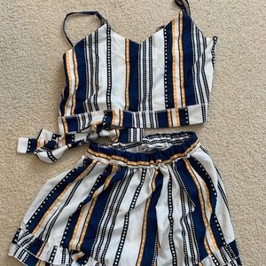 Crop top and shorts matching set